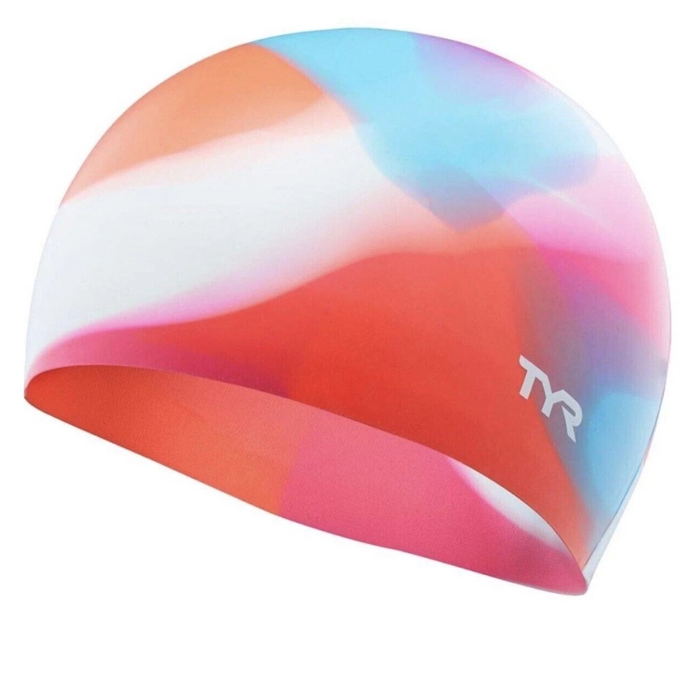 🦩 TYR Junior Tie Dye Swim Cap Youth Size (Age 10+) beanie hat silicone‎